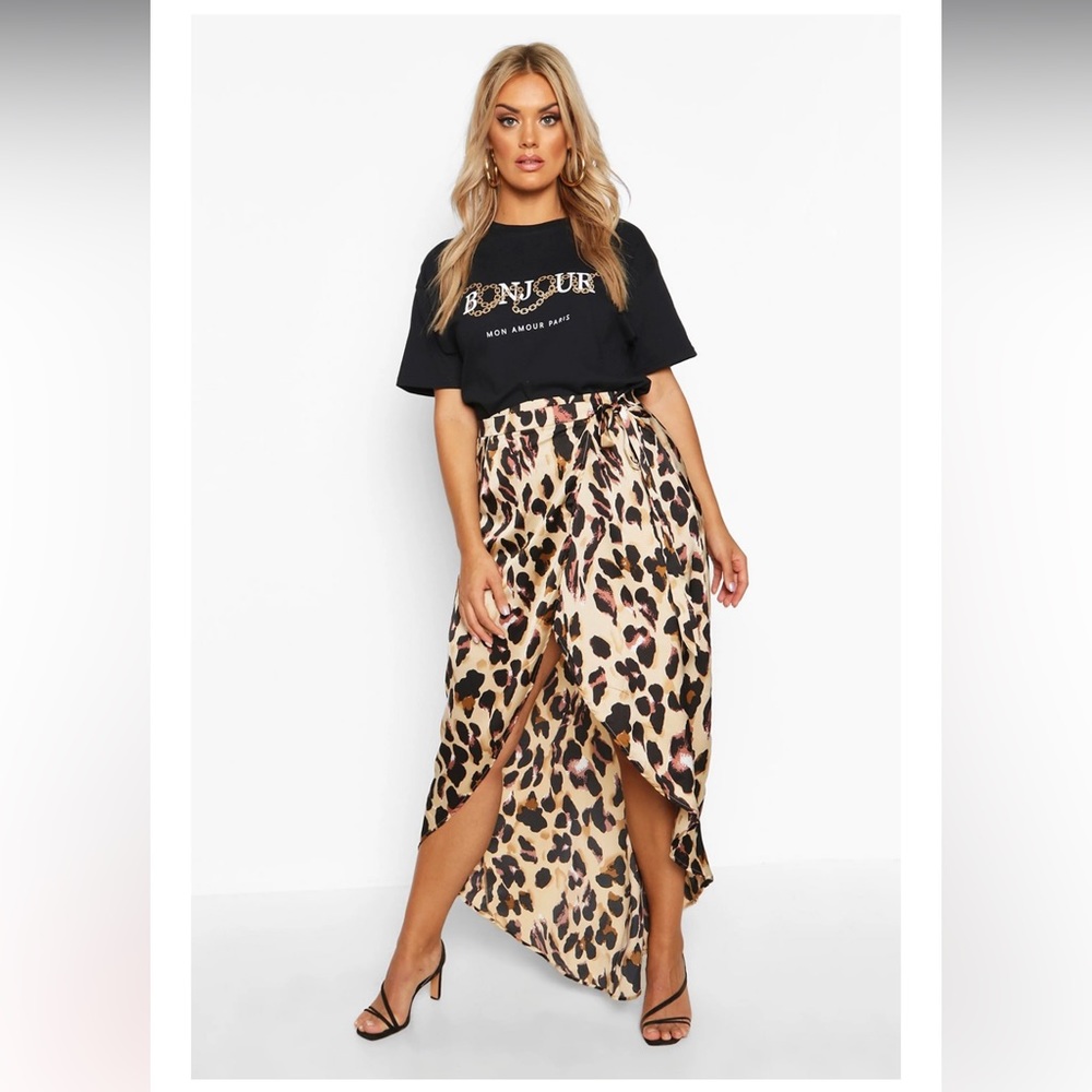 Leopard high/low wrap maxi skirt size size xl item 05-22